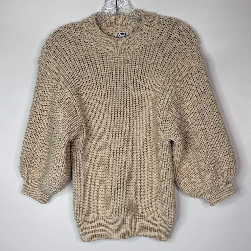Future Collective Tan Chunky Knit Sweater Size Small